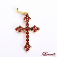 Přívěsek Křížek střední - Zlatý přívěsek s českými granáty