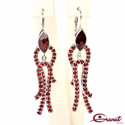 Náušnice Ramondie - Stříbrné náušnice s českými granáty