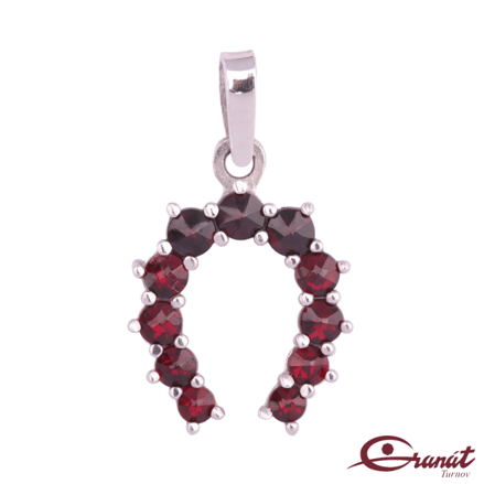Přívěsek Podkova - Stříbrný přívěsek s českými granáty