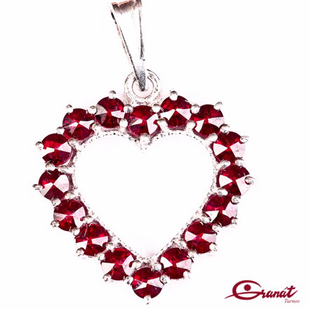 Přívěsek Srdce - Stříbrný přívěsek s českými granáty