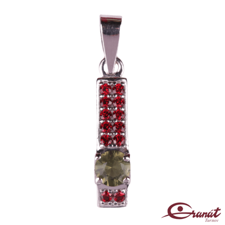 Přívěsek Půvab - Stříbrný přívěsek s českými granáty a vltavínem