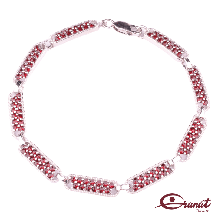 Náramek Intuice - Stříbrný náramek s českými granáty