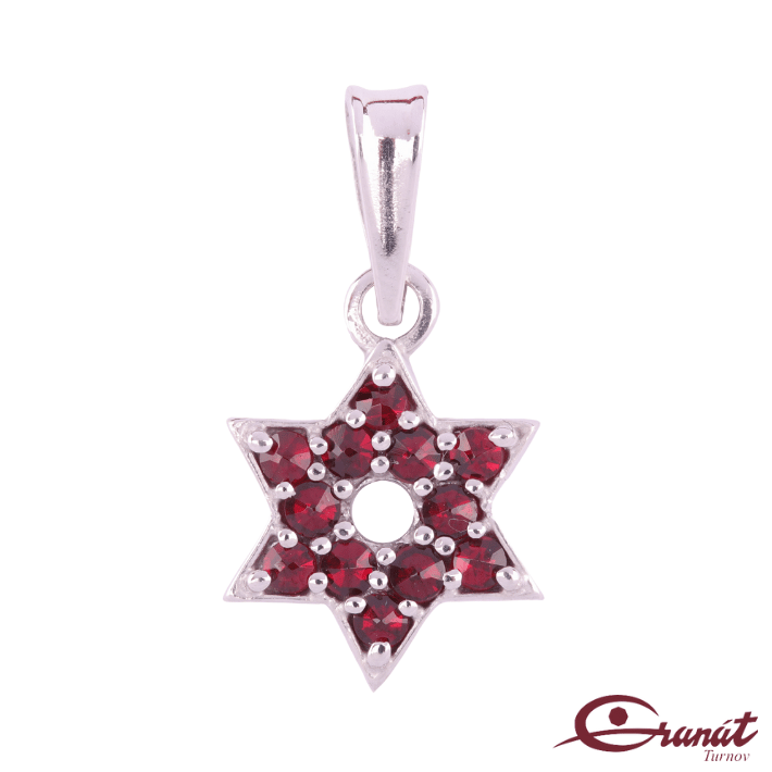 Přívěsek Hvězda - Stříbrný přívěsek s českými granáty